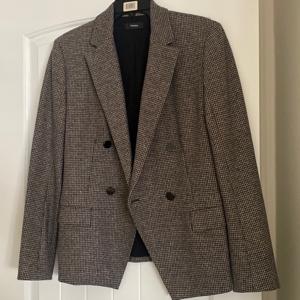Theory Houndstooth Wool Blend Jacket Size 10